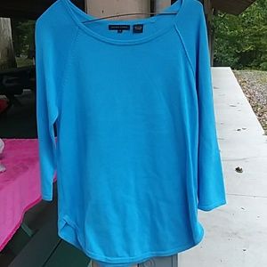 JEANNE PIERRE SOFT BLUE 3/4 SLEEVE SWEATER
